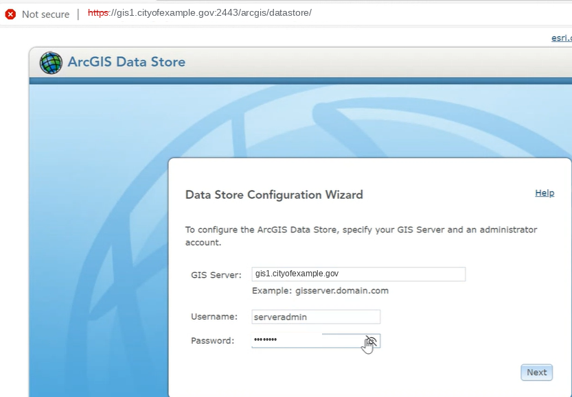 Checkpoint 08: Data Store configuration wizard.